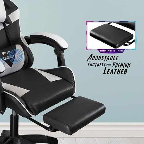Image of Casa Copenhagen Designed in Denmark,High-Back Italian Leather Gaming Ergonomic Chair with Advanced Mechanism & Electric Back Massager, Memory Foam Seating & Multi Function Arm-Rest - White & Black