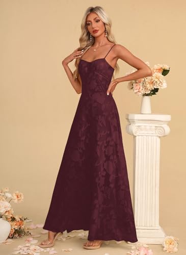 Image of Women's Elegant Wedding Guest Dress Spaghetti Straps Slim Fit Floral Sleeveless Formal Dress Maxi Evening Party
