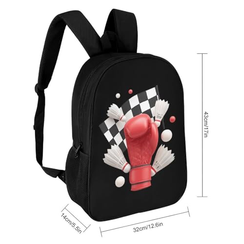 Boxing Badminton Game Racing Flag Classic 17 Inch Backpack Travel Daypack Casual Shoulder Bag with Adjustable Strap for Men Women2