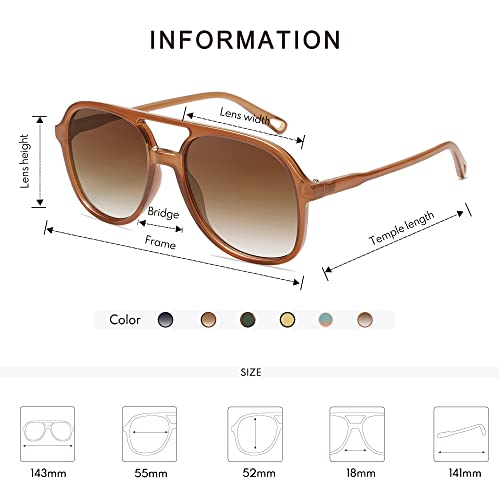 Retro Polarized Aviator Sunglasses Womens Men Vintage Double Bridge Square Sun Glasses AP3606