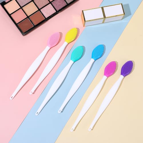 6 Stück Weicher Lippenpinsel Lippen Peeling Bürste Lippenbürste Doppelseite Silikon Peeling Lippenpinsel Mini-Lippenpinsel-Reiniger für Glatteres und Volleres Lippen Aussehen