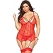 Seven Til Midnight Women's Plus-Size Double Dare Lace Merrywidow and Thong Set