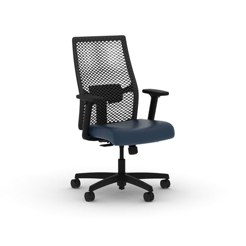 Image of HON Ignition 2.0 ReActiv Ergonomic Office Chair, Mesh Desk Chair with Lumbar Support, Synchro‑Tilt Recline, Height and Width Adjustable Arms, Swivel Wheels, Black Frame, Ocean