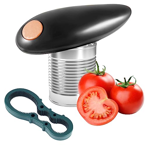 Electric Automatic Can Opener - Hand Free, One Touch Switch - Safe & Easy (Black)