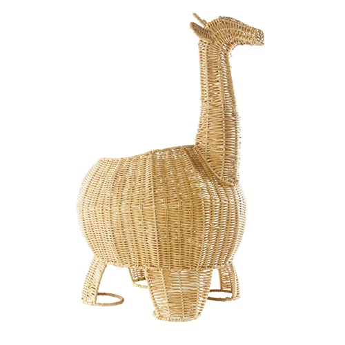 Image of Kaplan Early Learning Giraffe Washable Wicker Floor Basket | Home Decor Organizer | Animal-Shaped Rattan Woven Storage Bin