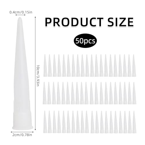 50 Stück kartuschenspitzen Silikon Spitzen, Silikontüllen Ersatzspitzen, Silikonspitzen aufsätze silikon düsen für Klebedichtmittel und Kartuschenpistole, Küche Haushalt Dichtmittel Werkzeug