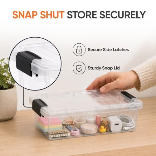 Image of Superio 2.3 Quart Clear Plastic Storage Containers with Lids, Stackable Organizer Bins, BPA-Free Storage Boxes for Home, Office, Dorm & Classroom, 8 Pack