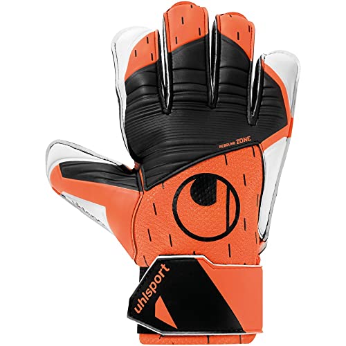 uhlsport Starter Resist Gants de Gardien de But Gloves pour Adultes et Enfants Football Foot Soccer - Convient à Tout Type de Surface - Orange Fluo/Blanc/Noir - Taille 3