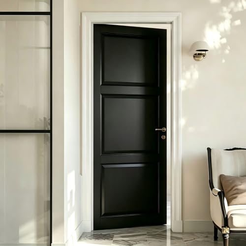 Romeday Solid Core Interior Door for Bedroom 3 Panel Door Black 32" x 80"