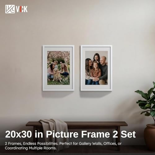 Image of VCK 20x30 Frame 2 Pack, White Wood, 16x24 Mat, for Poster, Artwork