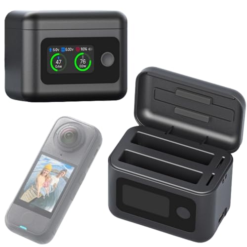 Insta360 X4 Air �Ή� �o�b�e���[�`���[�W���[ �X�}�[�g�[�d�� 1.47�C���`�f�B�X�v���C PD�}���[�d 2�o�b�e�������[�d�\ �g�тɕ֗��ȃX�g���b�v�t��