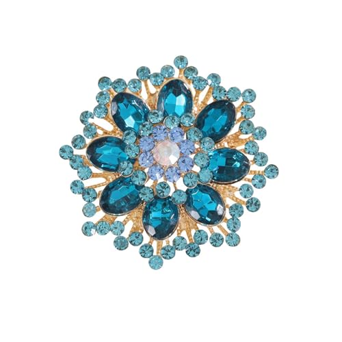 Image of Premium Rhinestone Flower Brooch Pin for Women Sparkling Crystal Flower Corsage Bouquet Brooch Floral Lapel Pins Fashion Snowflake Sunflower Broochs Wedding Bride Dress Jewelry