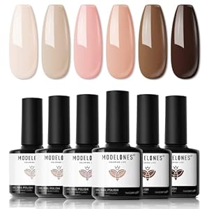 Modelones Gel Nagellack Set, 6 Nude Braun Neutral Farben Shellac UV Gel Nail Polish Sets Soak Off Nageldesign Nagel…