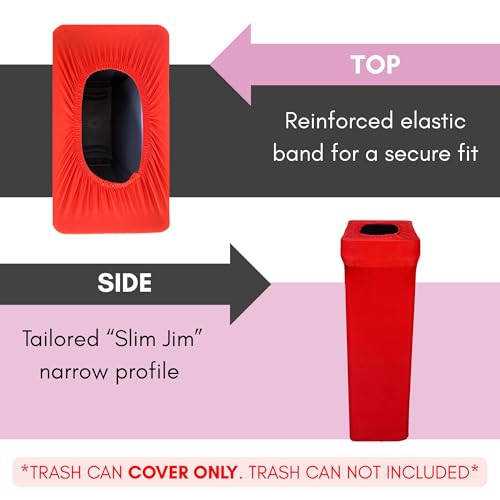 Image of YOUR CHAIR COVERS - 23 Gallon Spandex Slim Jim Narrow Trash Can Cover - Red (Cover ONLY, Trash CAN NOT Included)