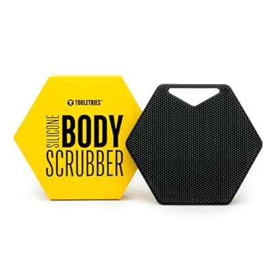 TOOLETRIES Body Scrubber - Exfoliates & Deep Cleans - Silicone Shower & Bathroom Accessory with Bespoke Bristles and Ergonomic Handles - Charcoal