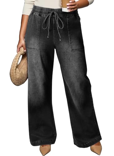 Eytino Plus Size Jeans for Women High Waisted Straight Leg