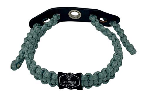 Ten Point Gear Bow Archery Wrist Sling 550 Paracord - Survival Hunting Shooting - Durable Leather with Metal Grommet (Multiple Camo Options) (Silver Blue Grey)