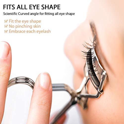 Eyelash Curler Tweezers Set, Terresa 4 in 1 Eye Lash Curler Kit with 4pcs Eyelash Curler Refill Pads, Eyelash Extension Tweezers False Eyelash Applicator Tool for Women - Thumbnail 4