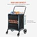 330LBS Capacity Folding Shopping Cart - Jumbo Dual Basket Grocery Cart with Removable Waterproof Liner, 360° Swivel Wheels, Dense Metal Mesh Base, Heavy Duty Utility Cart for Shopping
