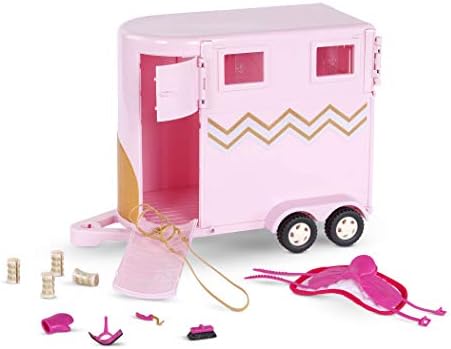 Lori LO37112Z Trailer  Play Set for 6-inch Horses & Mini Dolls  Horse Accessories  Saddle, Bridle, Brush & More  Hoofing It  3 Years +