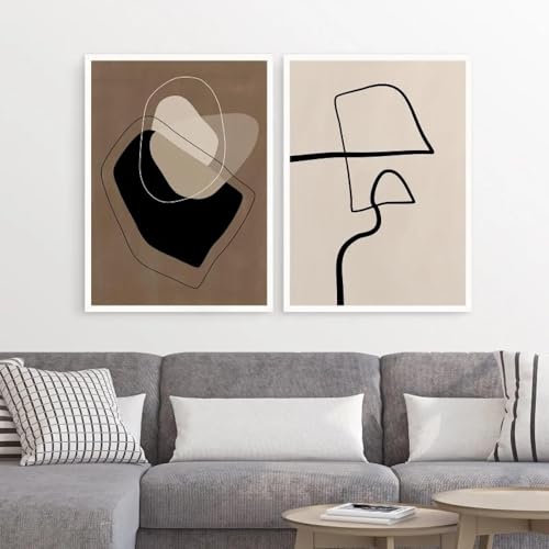 Impression toile minimaliste affiche boho beige marron décoration murale