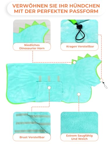 Bibykivn Bademantel für Hunde, Hundebademantel Aus Mikrofaser, Verstellbares Halsband Mit Klettverschluss Schnell Trocknend Badetuch für Große Mittelgroße Kleine Hunde/Katze (Blau, XL)