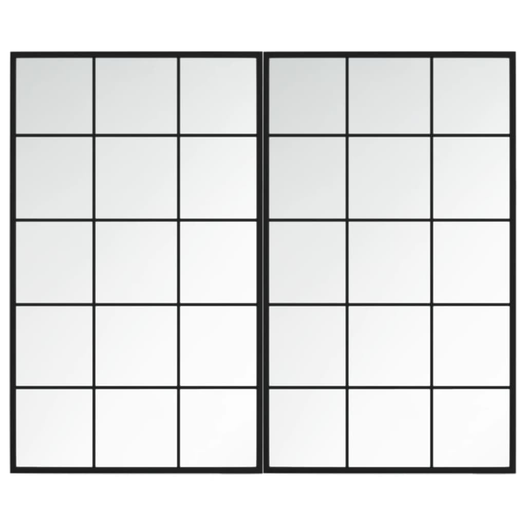 Vidaxl (100 X 60 Cm/ 2 Pcs) Wall Mirror Hallway Makeup Mirror Hanging Mirror Black Rectangle Iron