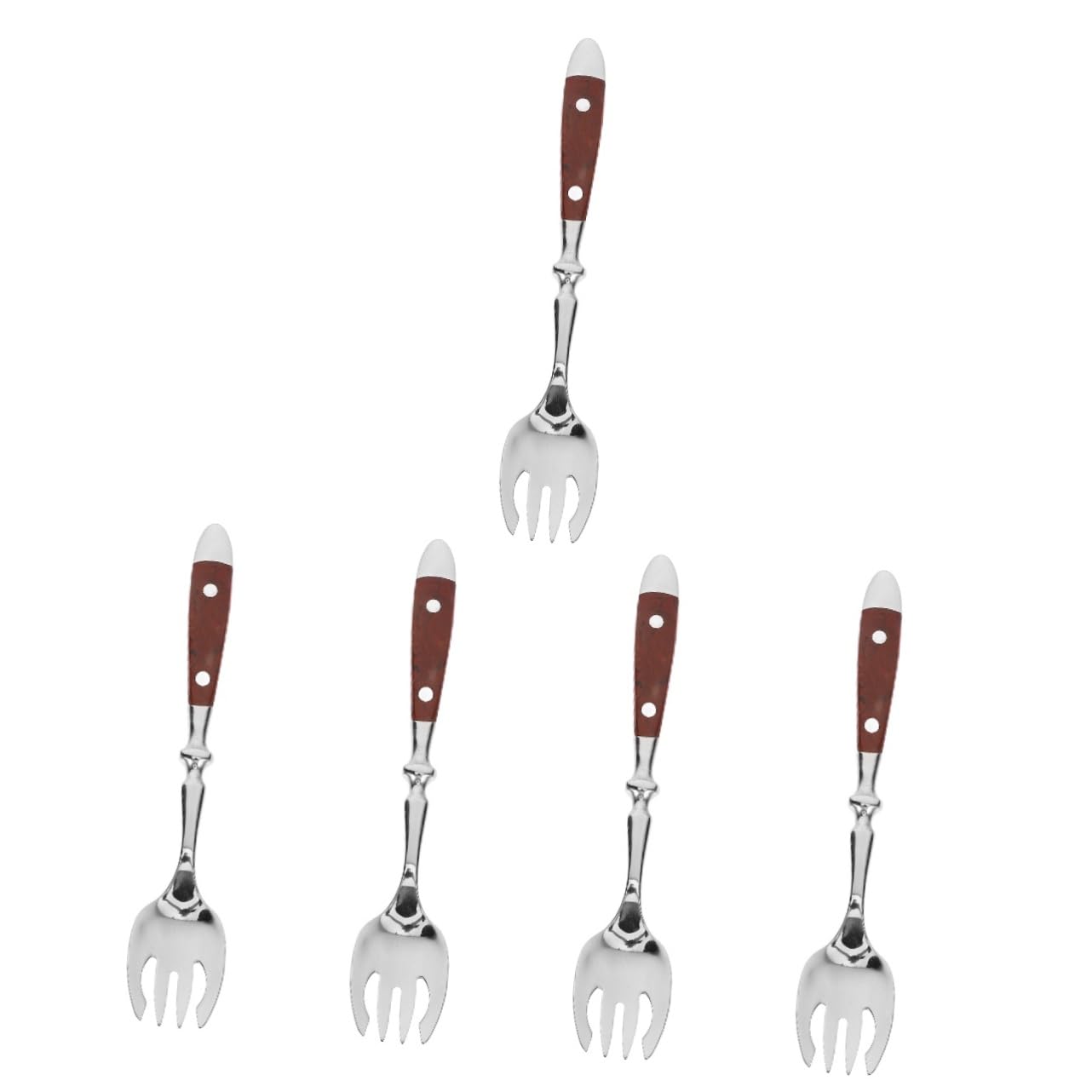 SOLUSTRE 5stücke Multifunktionale Dessert Und Salatgabel Mit Ergonomischem Holzgriff Edelstahlbesteck Für Familienfeiern Buffets Und Besondere Anlässe Für Zubereitung Und Genuss Von
