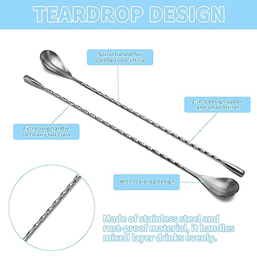 6 Pcs 12 Inch Bar Mixing Spoon Cocktail Spoon Stainless Steel Bar Long Spoon With Spiral Pattern - Thumbnail 4