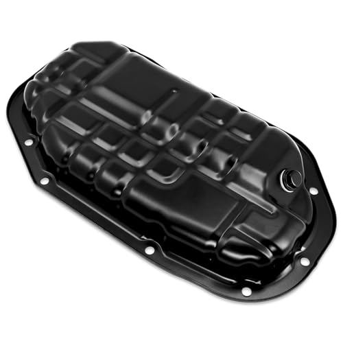 Lower Engine Oil Pan with Drain Plug, Compatible with Nissan 350Z 370Z ＆ INFINITI EX35 EX37 FX35 FX37 G35 G37 M35 M37 Q40 Q50 Q60 Q70 Q70L QX50 QX70, 3.5L 3.7L, Replace# 11110-JK20C