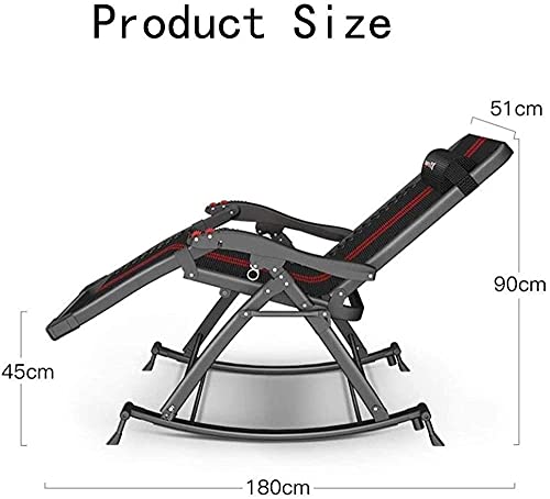 Lhmyhhh Recliner Rocking Folding Chair Zero Gravity Black Shakeable Beach Bed Sun Lounger For Beach Patio Garden Camping Outdoor Square Steel Legs-Without Cushion #TOP2