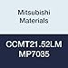 Mitsubishi Materials CCMT21.52LM MP7035 PVD Coated Carbide CC Type Positive Turning Insert with Hole, Rhombic 80?, 0.25" IC, 0.094" Thick, 0.031" Corner Radius, LM Breaker (Pack of 10)