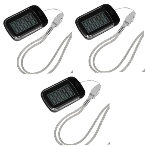 TOYANDONA 3 Piezas podómetro Tobillo Portátil acortar Seniors Sensor pequeño Reloj Contador de Pasos rastreador Clip en el Contador de Pasos encimera Medida el plastico Black