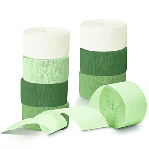 NICROHOME Lot de 8 rouleaux de papier crépon vert dégradé pour décorations de fête de mariage, fête prénatale, anniversaire, 25 m Cover