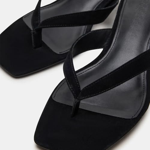 Image of Dsevht Kitten Heels for Women Jelly Square Open Toe Sandals Flip Flop Heel Summer Low Heeled Thong Sandals
