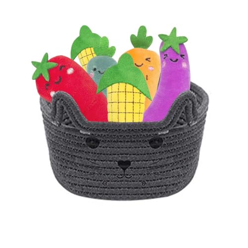 Image of Cat Shaped Basket,Cat Toys Basket Storage Organizer Cute Cartoon Cotton Rope Basket With Ear Handles Easter Basket Baby Shower Gifts For Kids 8.3 x 4.7 inches,Grey