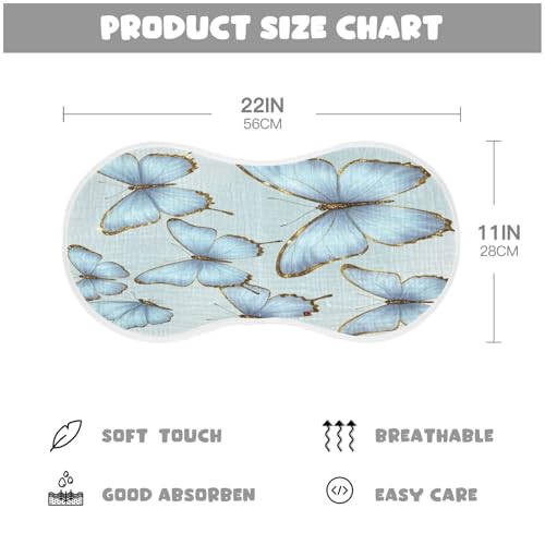 Kigai Blue Butterfly Burp Cloths for Baby 4-Layer Cotton Muslin Burping Cloths 22x11 inch Super Soft & Absorbent Spit Up Burp Rags for Newborn Boys Girls 2 Pack2