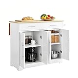 SoBuy Isla Cocina con Ruedas Carro de Cocina con Encimera Extensible Mueble Auxiliar de...
