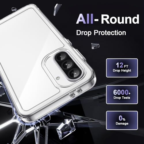 Image of Case for Samsung Galaxy A56 5G, Military Grade Drop Protection Phone Case, Yellowing Resistant, Anti-Scratch Hard PC Back, Shockproof Hard Ultra-Thin Protective Cover, Clear