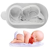 QDMOLDS Sleeping Baby Fondant Silicone Molds Baby Chocolate Candy Mold for Baby Shower Cake Decorating Cupcake Topper Polymer Clay Gum Paste