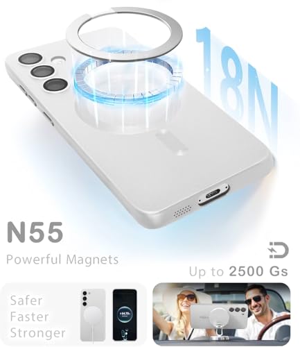 Image of DIZORO Samsung A35 5g Case, Compatible with Mag Safe Back Cover, Matte Luxury Metallic Luster Flexible TPU Wireless Charging Shockproof Case with Camera Protector Lens (Silver)