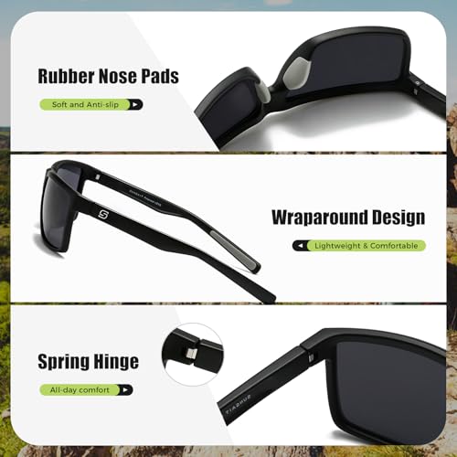 SUNGAIT Square Polarized Sunglasses Men Lightweight Sports Shades Rectangle Wraparound Style for Fishing Golf Running4