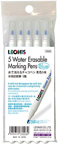 LEONIS Water Erasable Fabric Marking Pen Blue 5 Count Pack [ 78008 ]