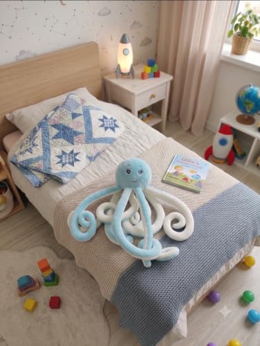 Image of ZEXSAZONE Soft Plush Octopus Toy | Cuddly Baby Stuffed Animal | Safe Toy Companion for Kids & Toddlers | Gift Option (Mint Green)