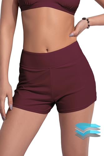 Image of Beautikini Period Swimwear Menstrual Leakproof Swim Shorts Quick Dry 3 inch High Waist Bathing Suit Bottoms for Teen Girls Women