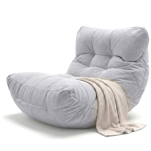 Aiire Fauteuil Pouf Exterieur Moderne - Pouffe Géant XXL Adulte ou Ado avec Remplissage pour Jardin et Piscine - Gros Bean Bag XXL ou Coussin de Sol Gris Clair