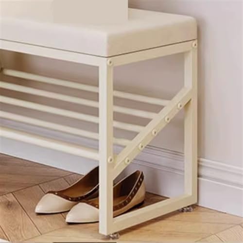Banc étagère à chaussures d'entrée orange pour simplifier vos matins