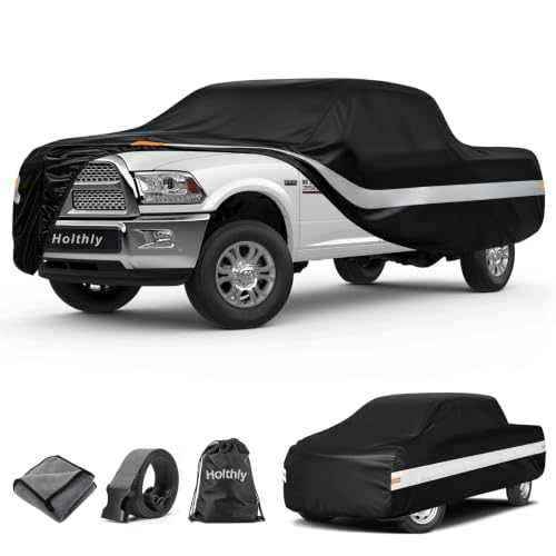 Image of 10 Layers Truck Cover Waterproof All Weather Custom Fit Dodge Ram 2500 3500(2009-2026) Crew /Quad Cab Short Bed, Outdoor Full Exterior Pickup Car Cover Sun Rain Snow Ice Protection. Black