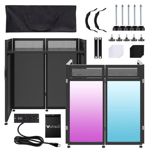 VallisCo DJ Facade Booth Table 40' x 20' - Portable Detachable DJ Booth Table Station with Computer...