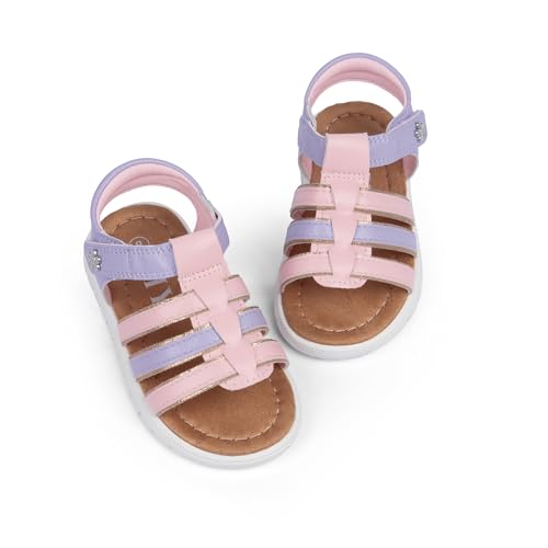 Image of QIY Toddler Girl Sandals Little Kids Summer Dress Shoes Open Toe Flats Princess Sandals for School Beach Party